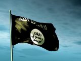 Islamic State flag waving on the wind