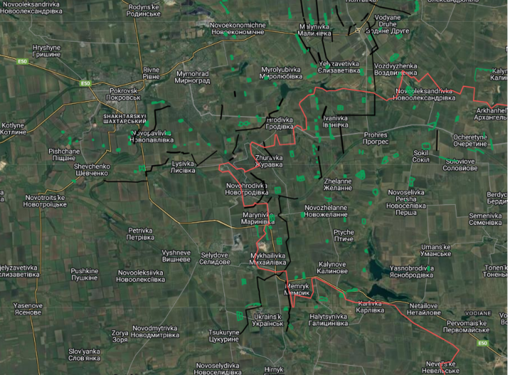 Pokrovsk front line and fortifications