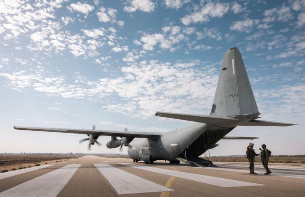 IDF troops near a C-130 aircraft