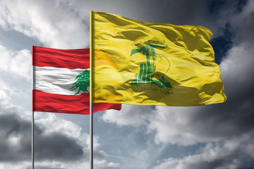 Lebanon and Hezbollah flags