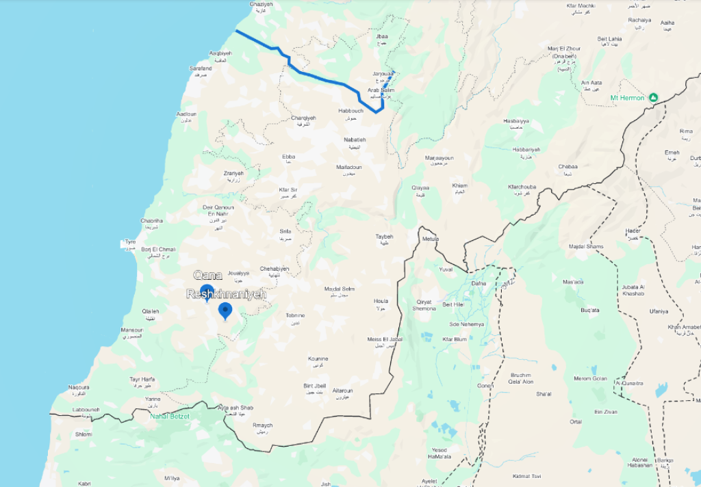 Map of IDF strike on Hashem